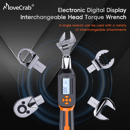Interchangeable Head Digital Torque Wrench with LED Display - Precision Adjustable Torque Tool for Automotive & Industrial Use