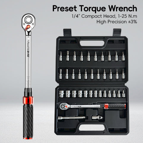 Mechanical wrench 5-25N. m, 37PCS bicycle tool set