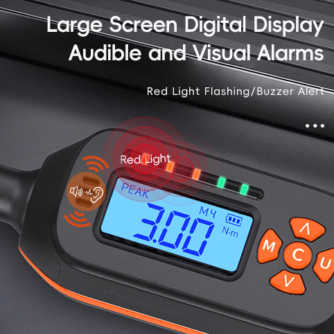 Interchangeable Head Digital Torque Wrench with LED Display - Precision Adjustable Torque Tool for Automotive & Industrial Use