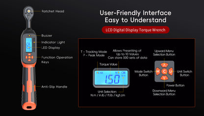 MOVECRAB Digital Torque Wrench，2% Accuracy, Buzzer and LED Flash Notification