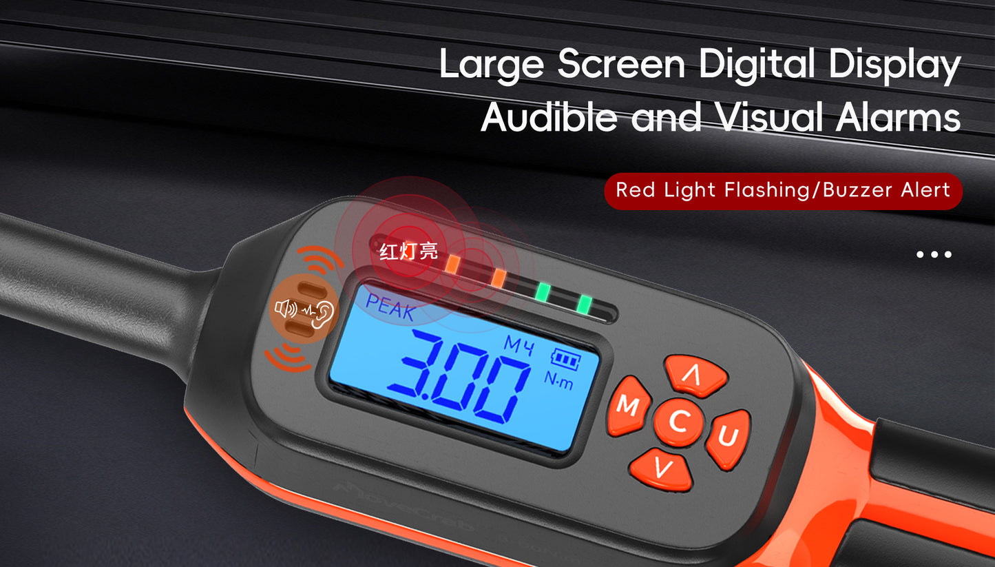 MOVECRAB Digital Torque Wrench，2% Accuracy, Buzzer and LED Flash Notification