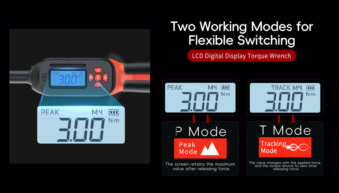 MOVECRAB Digital Torque Wrench，2% Accuracy, Buzzer and LED Flash Notification